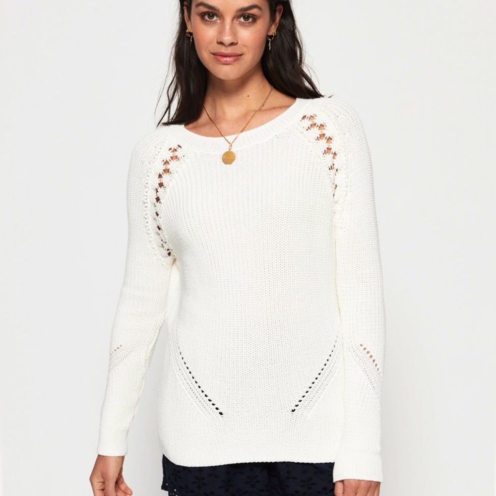 SUPERDRY | Bella Lace Ribbed Sweater | size 8